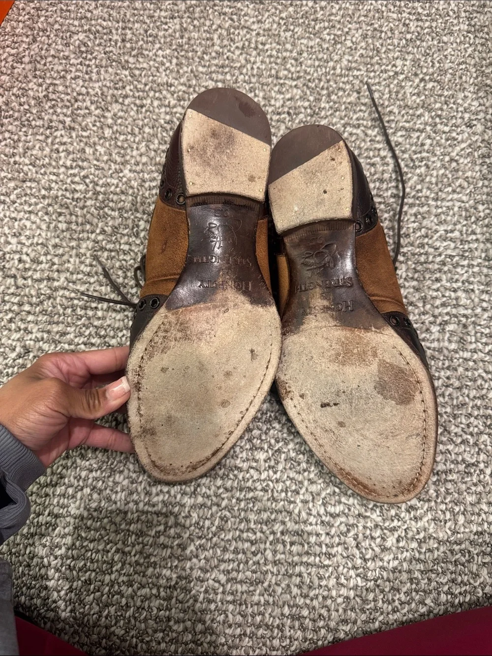 John Fluevog Men's Two-Tone Brown Suede & Leather Wingtip Oxfords